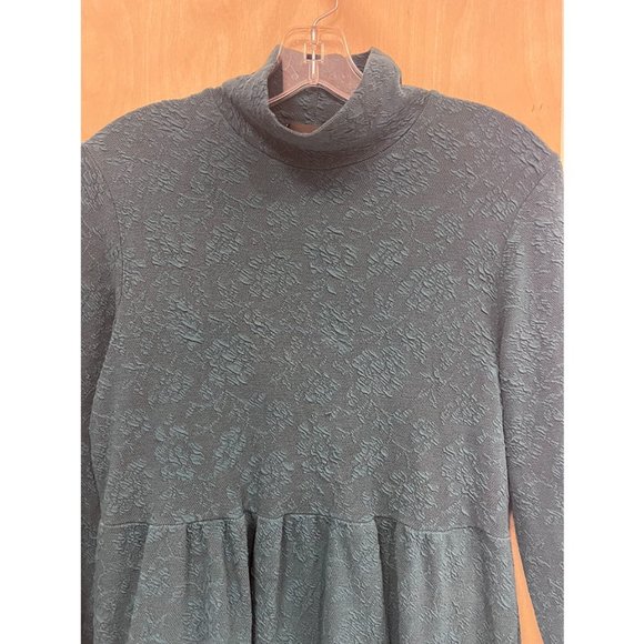 Cut. Loose Womens Green Mock Neck Long Sleeve Pleated Tunic Sweater Dress Size M - Picture 4 of 8